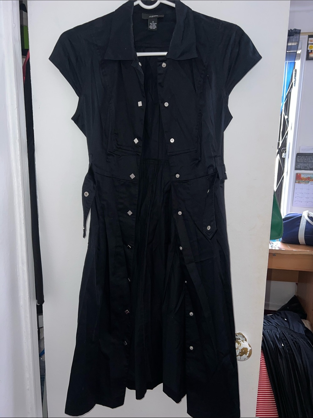Alfani Black Button-Front Midi Dress